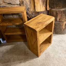 Rustic Bespoke Custom Wooden Bedside Table Made From Reclaimed Pine Backed Version - thumbnail 3