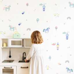 Princess Fairytale Wall Stickers - Unicorn Decals For Kids Bedroom, Nursery, Playroom PVC-Free, Repositionable Peel & Stick