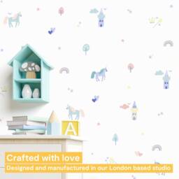 Princess Fairytale Wall Stickers - Unicorn Decals For Kids Bedroom, Nursery, Playroom PVC-Free, Repositionable Peel & Stick - thumbnail 2