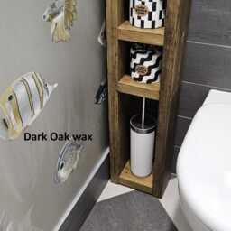 Handmade Reclaimed Wood Toilet Roll Stand Freestanding Bathroom Storage - thumbnail 3
