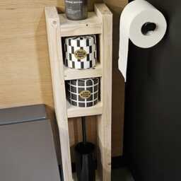Handmade Reclaimed Wood Toilet Roll Stand Freestanding Bathroom Storage - thumbnail 2