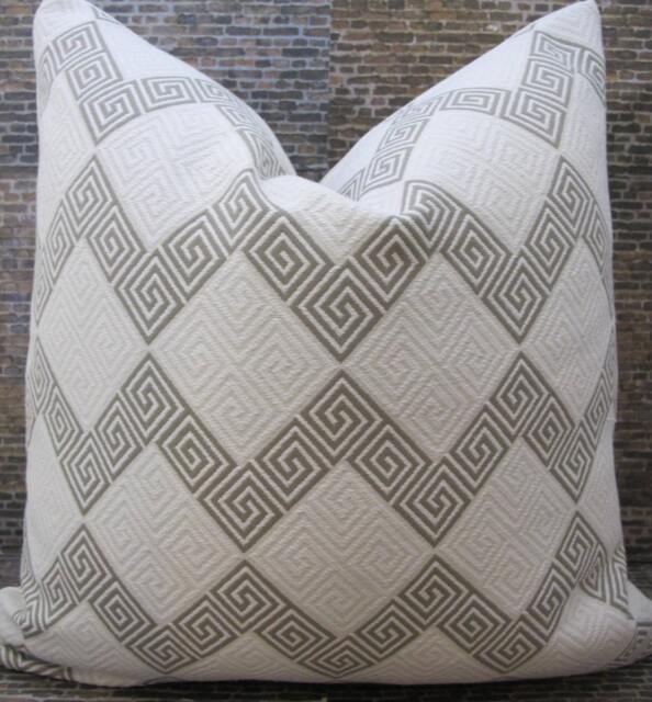 3Bm Designer Pillow Cover Lumbar, 16 X 16, 18 18, 20 20, 22 22, 24 X24 - Greek Key Zig Zag Gray - image 1