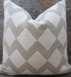 3Bm Designer Pillow Cover Lumbar, 16 X 16, 18 18, 20 20, 22 22, 24 X24 - Greek Key Zig Zag Gray - thumbnail 1