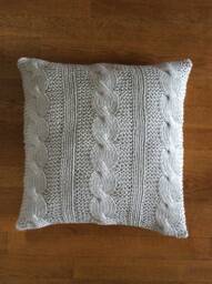 Cushion, Hand-Knitted Cushion, Handmade Cushion Cover, Chunky Wool - thumbnail 1