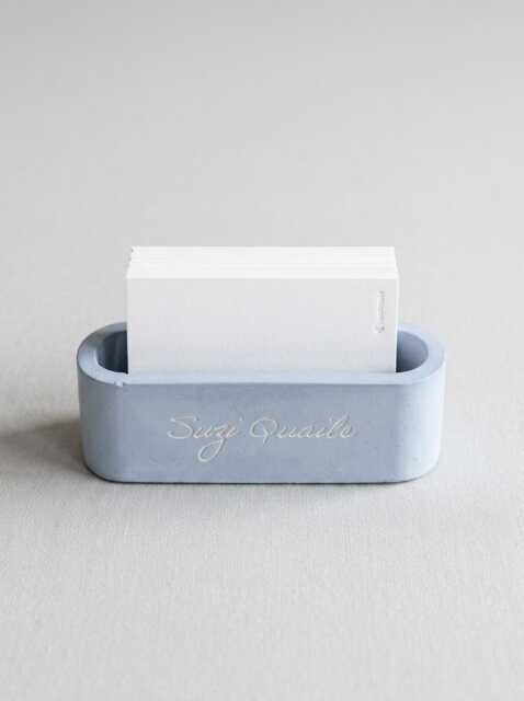 Personalized Concrete Business Card Holder Modern Minimalist Office Desk Storage With Custom Logo - image 1
