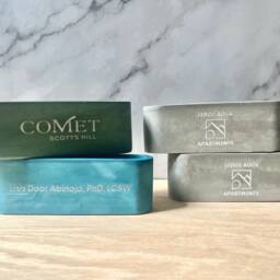 Personalized Concrete Business Card Holder Modern Minimalist Office Desk Storage With Custom Logo - thumbnail 3