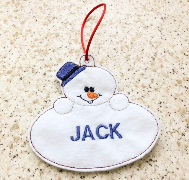Personalised Felt Snowman Christmas Decoration, Personalised Bauble, Name Decoration - image 1
