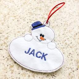 Personalised Felt Snowman Christmas Decoration, Personalised Bauble, Name Decoration - thumbnail 3