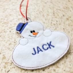 Personalised Felt Snowman Christmas Decoration, Personalised Bauble, Name Decoration - thumbnail 2