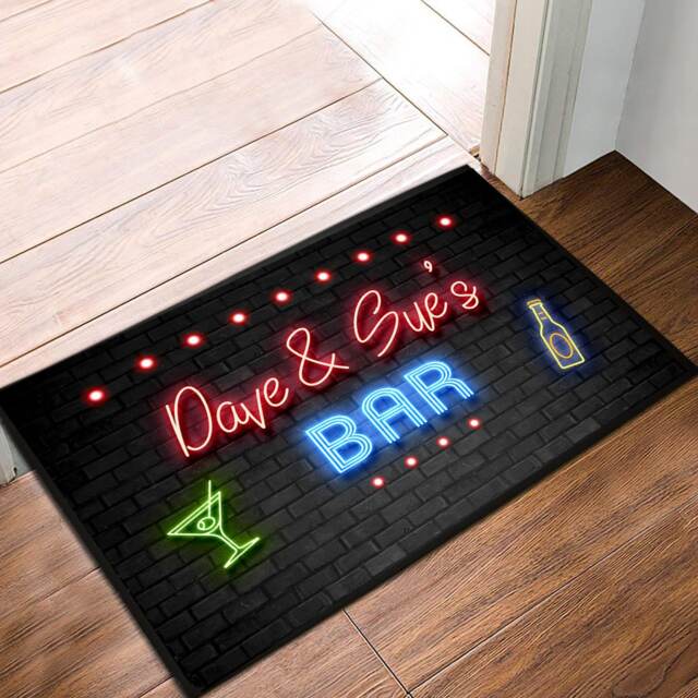 Personalised Bar Door Mat 60 X 40cm, Non Slip Home Bar Pub Indoo