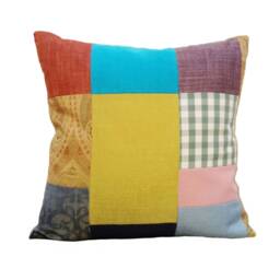 Colour Block Pillow No.04 Handmade One-Of-A-Kind CushionModern Uplifting Home Decor Patchwork Square Colour Block - thumbnail 2