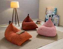 Peach/Rose Lounge Chair, Floor Sofa Rose, Unique Large Floor Pillow, Bean Bag Chair Own Yarn Production 37Colors Filled Ready For Use