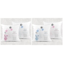 Personalised Velvet Teddy Bear Cushion Birth Stats Ideal Gift For A New Baby Or Nursery - thumbnail 1