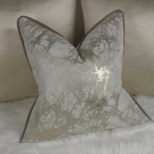 Luxury Piped Cushion Cover Lava Cream & Gold Marble Design For New Home Designer Handmade Pillow/(Only Cover - image 1