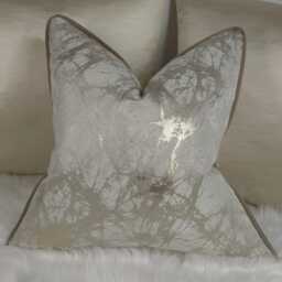 Luxury Piped Cushion Cover Lava Cream & Gold Marble Design For New Home Designer Handmade Pillow/(Only Cover - thumbnail 2