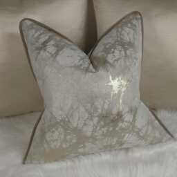 Luxury Piped Cushion Cover Lava Cream & Gold Marble Design For New Home Designer Handmade Pillow/(Only Cover