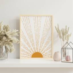 Set Of 3 Boho Prints, Lounge Wall Art, Neutral Sunshine Gallery Wall, Moon Illustration, Abstract, UK A5 A4, A3 - thumbnail 2