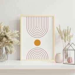 Set Of 3 Boho Prints, Lounge Wall Art, Neutral Sunshine Gallery Wall, Moon Illustration, Abstract, UK A5 A4, A3 - thumbnail 3