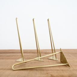 Brass Hairpin Coffee Table Legs, Minimalist 22 Inch, Set Of 4 - thumbnail 3