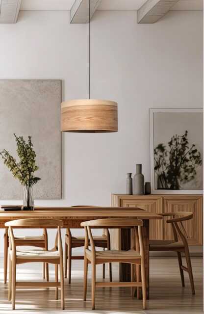 Olive Wood Pendant Light Scandinavian Style Chandelier - image 1