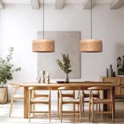 Olive Wood Pendant Light Scandinavian Style Chandelier - thumbnail 2