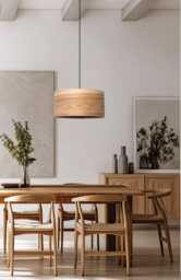 Olive Wood Pendant Light Scandinavian Style Chandelier - thumbnail 1