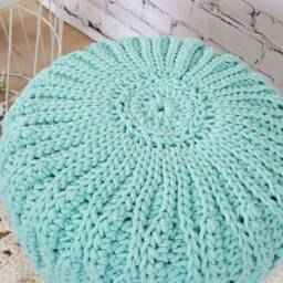 Footstool With Crocheted Cover Made Of Cotton, Natural Seating Comfort For Your Home in The Living Room & Children's Room, Stool Skandi Decoration - thumbnail 3