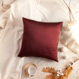 Solid Burgundy Pillow, Throw Pillow Cover, Decorative Cushion Accent Satin Blend, Pillowcase, Modern Pillow - thumbnail 3
