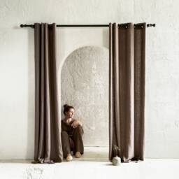 Grommet Window Curtains, Natural Linen Curtain Panels, Blackout Privacy Eyelet Drapes