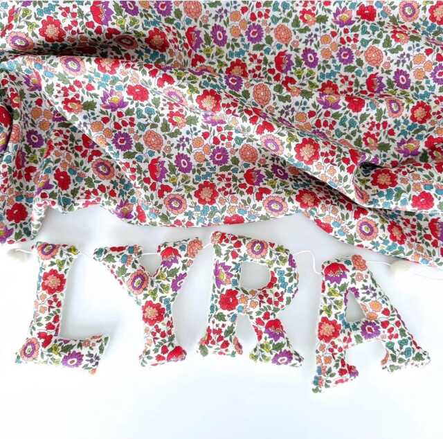 Personalised Liberty Fabric Name Garland - Nursery Letter Banner Custom Initial Decoration Baby Shower Gift Wall Decor - image 1