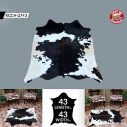 Chic Medium Cowhide Rug - Black & White Hair-On Leather For Sophisticated Spaces - thumbnail 2