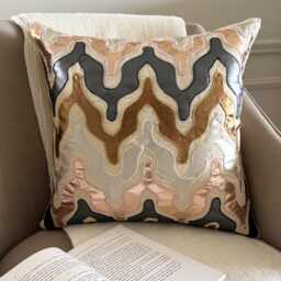 Moroccan Faux Leather Appliqu?? Pattern, Brown Art Silk, 24x24/26x26 Modern Euro Sham - Tea Party