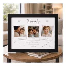 Personalised Family Photo Frame, 3 Collage, Keepsake Gift, Any Title, Mummy, Ages Etc Polaroid Design 6 Frame Choices To Choose From - thumbnail 1