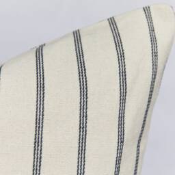 Handmade Beige & Black Coastal Striped Cushion Cover - Stripe Farmhouse Country Pillow - thumbnail 2