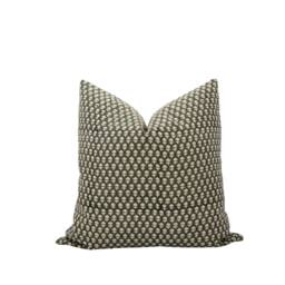 Daru -- Dark Olive Green Floral Pillow Cover Block Print Farmhouse Moody Forest - thumbnail 1