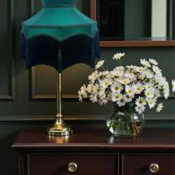 Handmade Forest Green Fabric Lampshade Black Fringe, Downton Abbey Style, Bespoke British Made - thumbnail 3