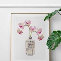 Roku Japanese Gin & Pink Orchids Kitchen Art Print/Wall Art, Pretty, Quirky Decor Gift For Her/Him, Alcohol Cocktail Bar Poster Botanical - thumbnail 2