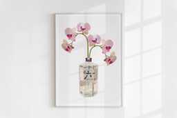 Roku Japanese Gin & Pink Orchids Kitchen Art Print/Wall Art, Pretty, Quirky Decor Gift For Her/Him, Alcohol Cocktail Bar Poster Botanical - thumbnail 1