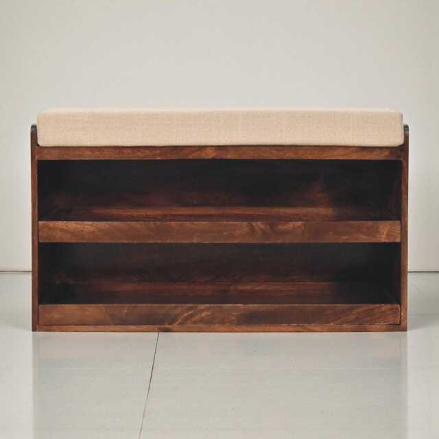 Mud Linen Upholstered Shoe Storage Bench - image 1
