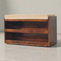 Mud Linen Upholstered Shoe Storage Bench - thumbnail 2