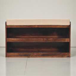 Mud Linen Upholstered Shoe Storage Bench - thumbnail 1