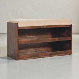 Mud Linen Upholstered Shoe Storage Bench - thumbnail 3