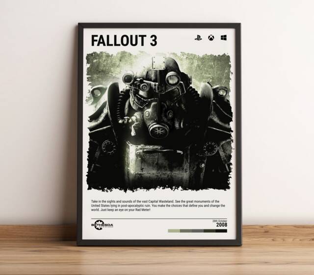 Fallout 3 - 2008 Video Game Print - Wall Art Poster Gaming Gift A5-A4-A3-A2-A1 Unframed Canvas For Frame Or Hanger - image 1