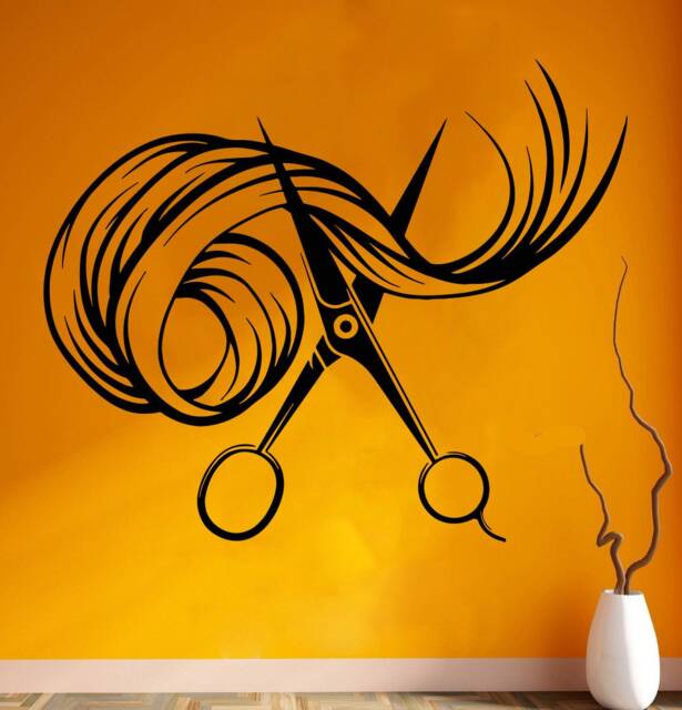 Hair Salon Wall Decal Scissors & Stylist Decor T100 - image 1