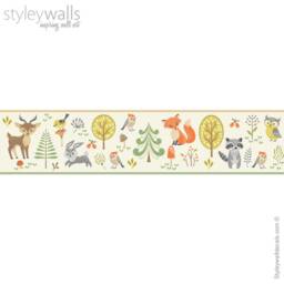 Woodland Animals Wall Border Decal, Forest Repositionable Border, Nursery Boys Room Decor - thumbnail 3