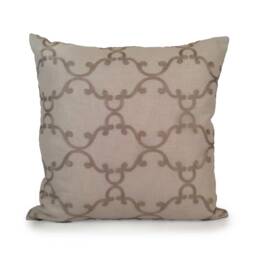 Light Tan Pillow, Throw Pillow Cover, Decorative Cushion Accent Transparent Linen, Silk Dark Embroidery - thumbnail 1