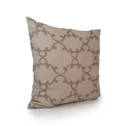 Light Tan Pillow, Throw Pillow Cover, Decorative Cushion Accent Transparent Linen, Silk Dark Embroidery - thumbnail 2