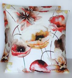 "Floral Watercolour Print Cushion Covers Handmade Cotton Set - 16"" X 16" - thumbnail 1