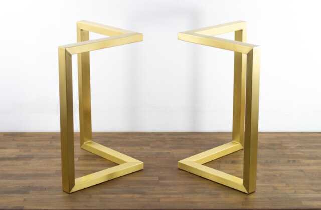 "Brass Table Legs Bracket Dining Legs, 28"" X Customizable Height 25"" To 30" - image 1