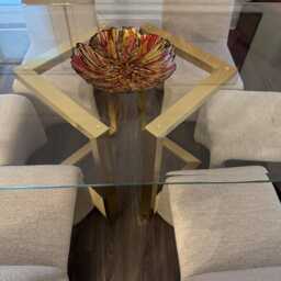 "Brass Table Legs Bracket Dining Legs, 28"" X Customizable Height 25"" To 30" - thumbnail 3